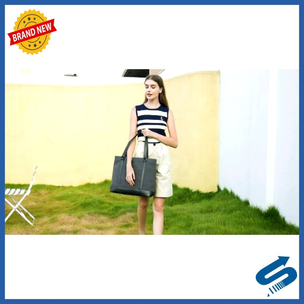 Canvas Tote Bag with Compartments Work Travel Office Laptop Shoulder Bag - Picture 7 of 7